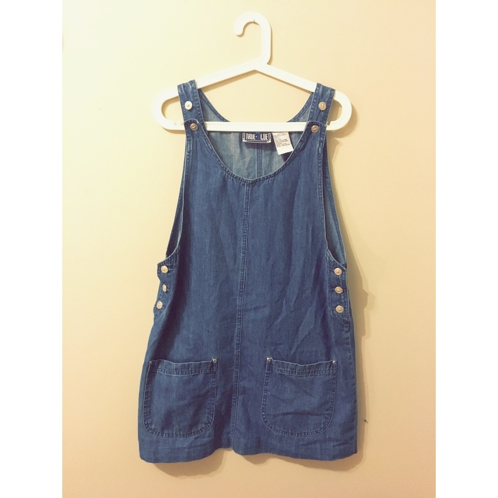 vintage 90s denim jean overall dress